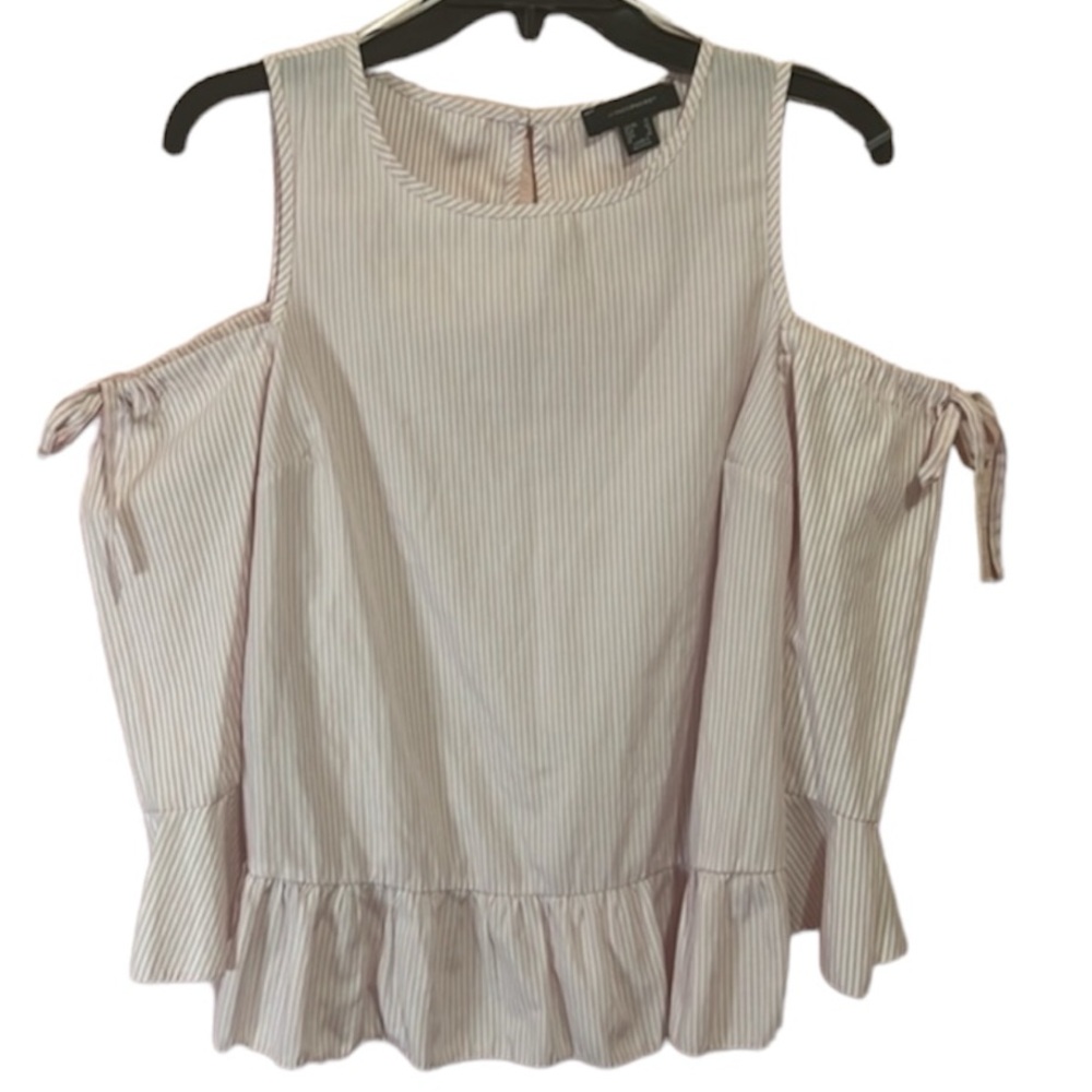 Atmosphere Pink/White Striped Cold Shoulder Blouse. Size 8